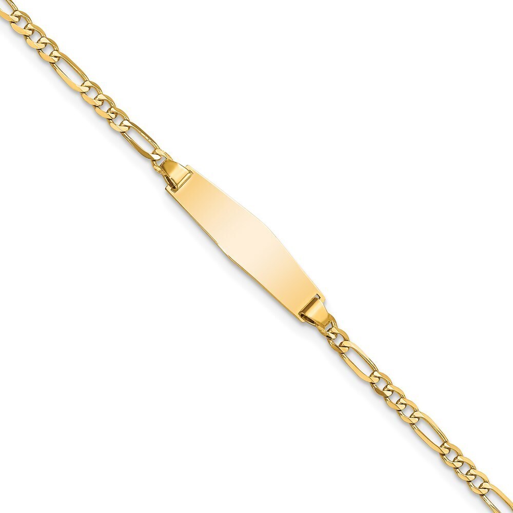 14k Yellow Gold Baby Soft Diamond Shape Figaro Id Bracelet
